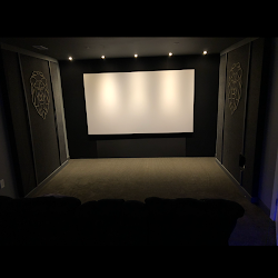 Projection screen in dedicated theater room